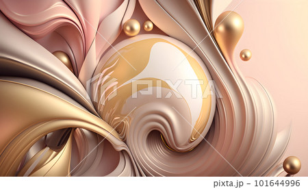 Metallic golden swirls morphing abstract fluid art 101644996