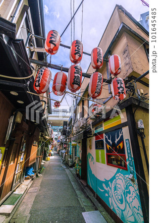 日本の東京都市景観 三軒茶屋駅すぐの飲み屋街「三茶3番街」（三軒茶屋三角地帯）などを望む 101645485