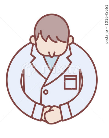 お辞儀をする白衣を着た男性のシンプルなイラスト 101645661