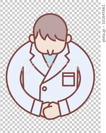 お辞儀をする白衣を着た男性のシンプルなイラスト 101645661