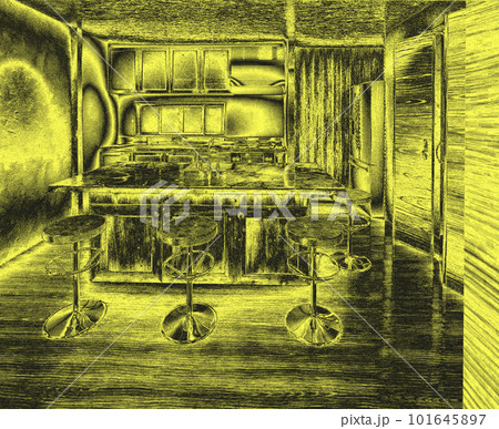 レトロ調のキッチンのイメージパース 101645897