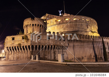 Rome, Italy, Castle of St. Angelus at night with illumination. Rome, Italy, Castle of St. Angelus at night with illumination. 101646084