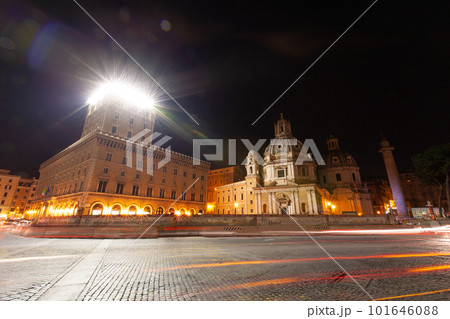 rome, italy, architecture, city center at night with backlight. 101646088