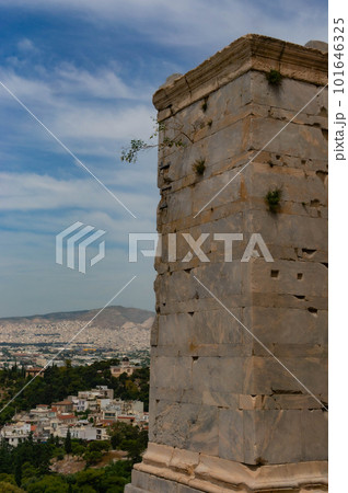 View of Athens from the Acropolis. Ruins of the Parthenon in the foreground. 101646325
