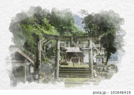 癒しの水彩画1134 鳥居 人気 鳥居 水彩画 神社 水彩のイラスト素材 - PIXTA