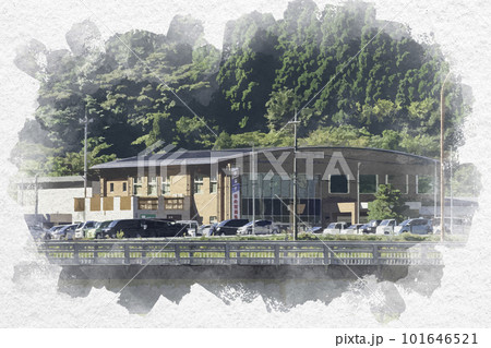 水彩画風　江府町役場　鳥取県江府町 101646521