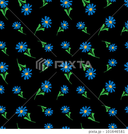 pattern doodle cornflowers on black 101646581