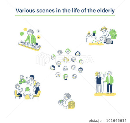 シニア世代のさまざまなライフシーン　セット 101646655