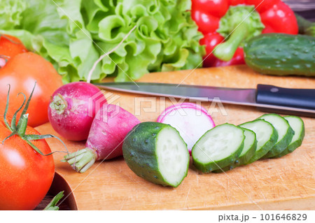 Vegetables on wooden background Vegetables on wooden background 101646829