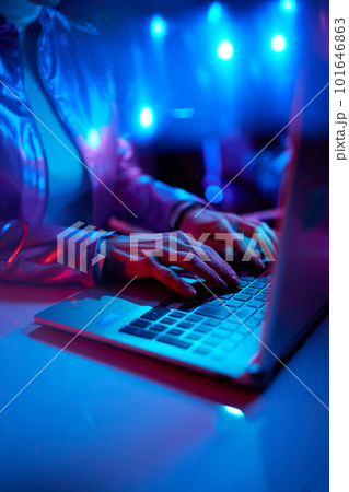 Closeup on woman with laptop Closeup on woman with laptop 101646863