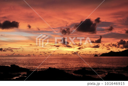 Colorful sunset at Kalim beach in Phuket island in Thailand Colorful sunset at Kalim beach in Phuket island in Thailand 101646915
