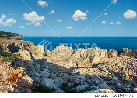 Rocky sea coast, Santa Cesarea Terme, Salento, Italy 101647473