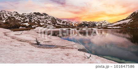 Summer Alps mountain lake panorama (Switzerland) Summer Alps mountain lake panorama (Switzerland) 101647586