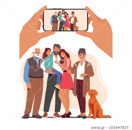 Happy Family Characters Pose Together With Bright Smiles Capturing Moment Of Love And Togetherness, Radiating Joy Happy Family Characters Pose Together With Bright Smiles Capturing Moment Of Love And Togetherness, Radiating Joy 101647825