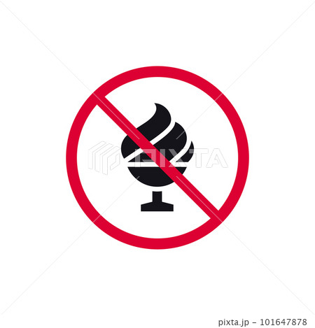 No ice cream prohibited sign, forbidden modern round sticker, vector illustration 101647878
