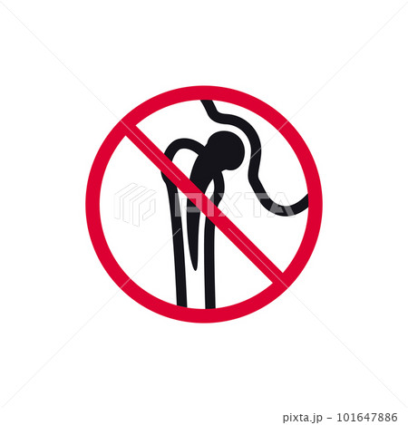 No metallic implants prohibited sign, forbidden modern round sticker, vector illustration 101647886