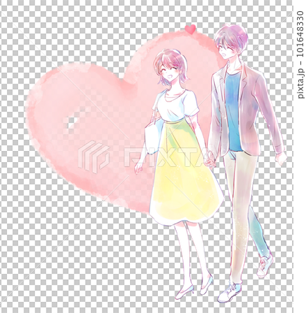 Men and women on a date, smiling hearts 101648330