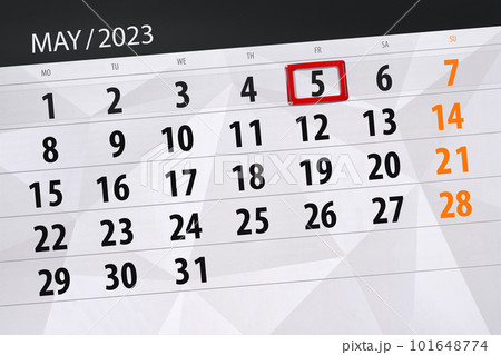Calendar 2023, deadline, day, month, page, organizer, date, May, friday, number 5 101648774