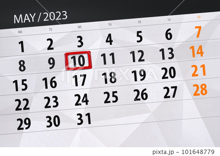 Calendar 2023, deadline, day, month, page, organizer, date, May, wednesday, number 10 Calendar 2023, deadline, day, month, page, organizer, date, May, wednesday, number 10 101648779