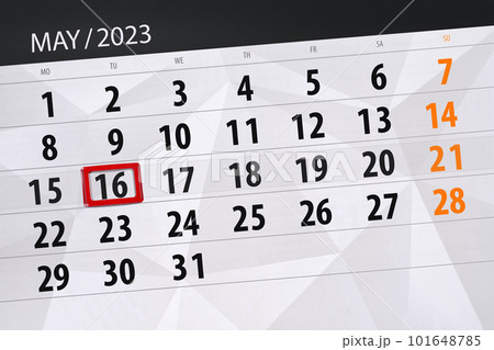 Calendar 2023, deadline, day, month, page, organizer, date, May, tuesday, number 16 Calendar 2023, deadline, day, month, page, organizer, date, May, tuesday, number 16 101648785