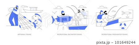 Small-scale fishing abstract concept vector illustrations. Small-scale fishing abstract concept vector illustrations. 101649244
