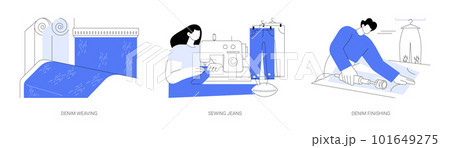 Jeans production abstract concept vector illustrations. 101649275