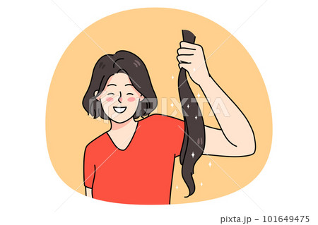 Smiling woman do hair donation Smiling woman do hair donation 101649475