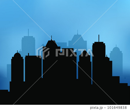 Flat Black Cityscape Silhouette city buildings set Modern Flat Black Cityscape Silhouette city buildings set Modern 101649838