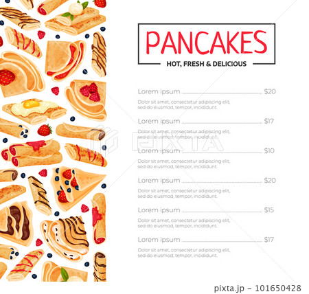 Baked Crepe or Pancake Food Menu Banner Design Vector Template Baked Crepe or Pancake Food Menu Banner Design Vector Template 101650428