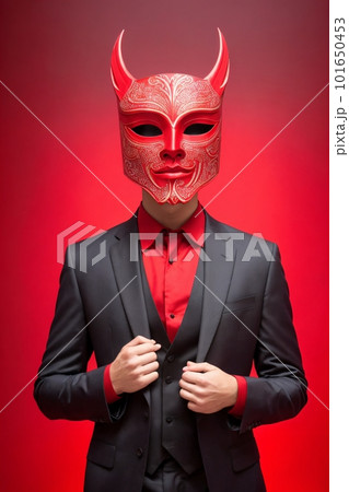 Mystery man in mask at the carnival. 101650453