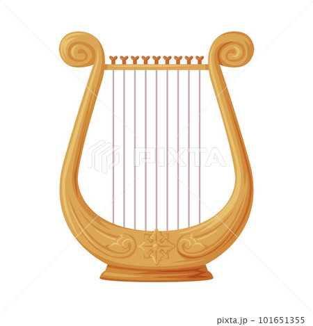 Harp Stringed Musical Instrument as Greece Object and Traditional Cultural Symbol Vector Illustration 101651355