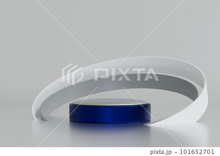 Round podium glowing light with ring tube structure background for product show, 3D rendering. Round podium glowing light with ring tube structure background for product show, 3D rendering. 101652701