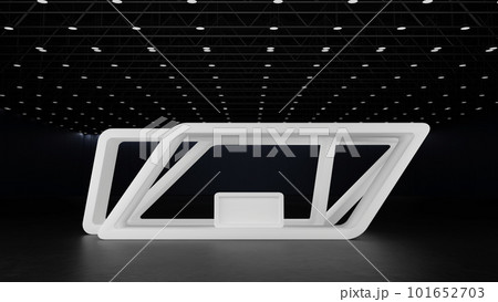 White mockup booth exhibition stand display event trade fair show in exhibition hall, 3D rendering. 101652703