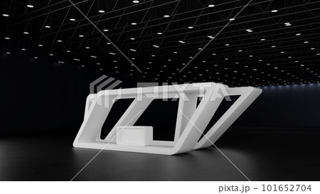 White mockup booth exhibition stand display event trade fair show in exhibition hall, 3D rendering. 101652704