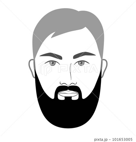Full Beard medium length style men in face illustration Facial hair mustache. Vector grey black portrait male Fashion 101653005