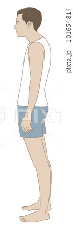 猫背、スウェイバックの姿勢で立つ横向きの男性 101654814
