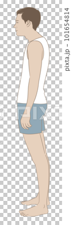 猫背、スウェイバックの姿勢で立つ横向きの男性 101654814