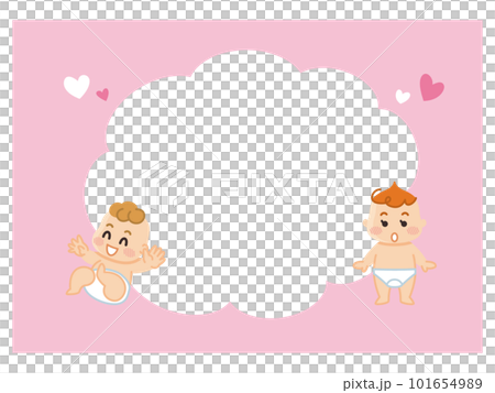 Naked baby and speech bubble illustration set 101654989