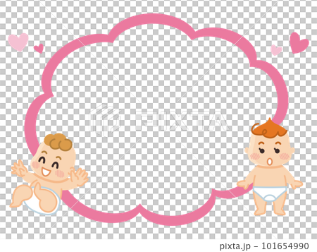 Naked baby and speech bubble illustration set 101654990