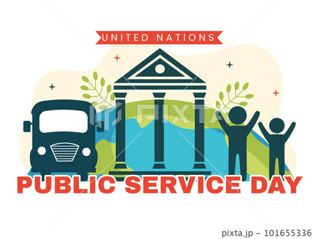 United Nations Public Service Day Vector Illustration on June 23 with Publics Services to the Community in Flat Cartoon Hand Drawn Poster Templates 101655336