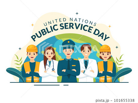 United Nations Public Service Day Vector Illustration on June 23 with Publics Services to the Community in Flat Cartoon Hand Drawn Poster Templates 101655338