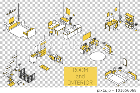 Find a room for rent: various rooms, simple isometric Find a room for rent: various rooms, simple isometric 101656069