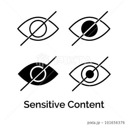 Sensitive content warning icon. Eye vector sensitive content explicit porn photo censored design 101656376