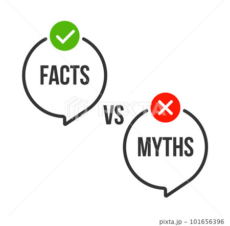 Myths vs fact check icon. Fake or true bubble concept rumor news vector logo background 101656396