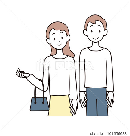 旅行中の日本人夫婦のイラスト素材 旅行中の日本人夫婦のイラスト素材 101656683