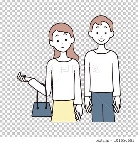 旅行中の日本人夫婦のイラスト素材 旅行中の日本人夫婦のイラスト素材 101656683