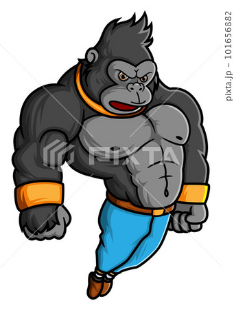 a powerful gorilla posing while flying and standing upright of illustration a powerful gorilla posing while flying and standing upright of illustration 101656882
