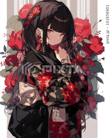 赤いドレスを着た少女のイラスト「AI生成画像」 赤いドレスを着た少女のイラスト「AI生成画像」 101656901