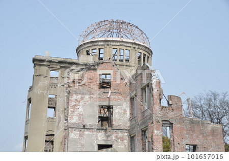 Cherryblossom Sakura and Atomic bomb dome, Hiroshima, Japan 101657016