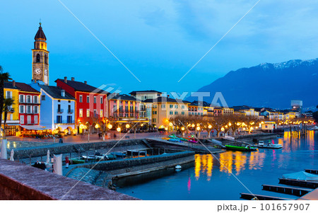 View of embankment in Ascona, canton of Ticino, Switzerland 101657907